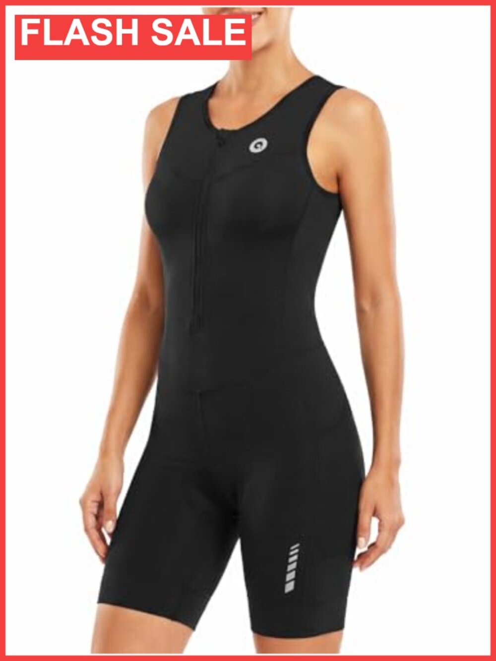 Sleeveless Triathlon Trisuit One-Piece for Swim Bike Run, 2 Pockets